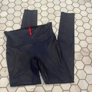 Navy blue leather-like leggings